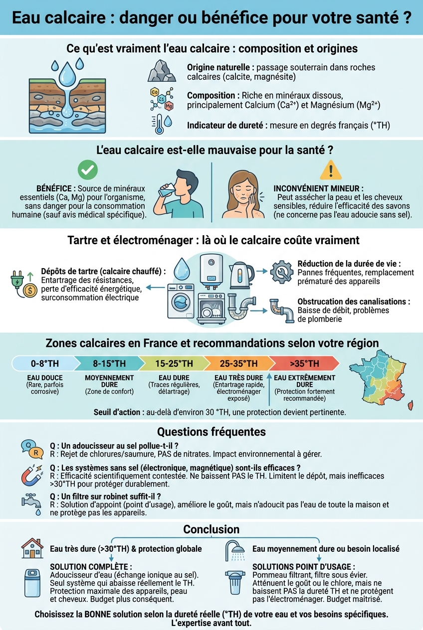 Infographie Eau calcaire : danger ou bénéfice pour votre santé ?